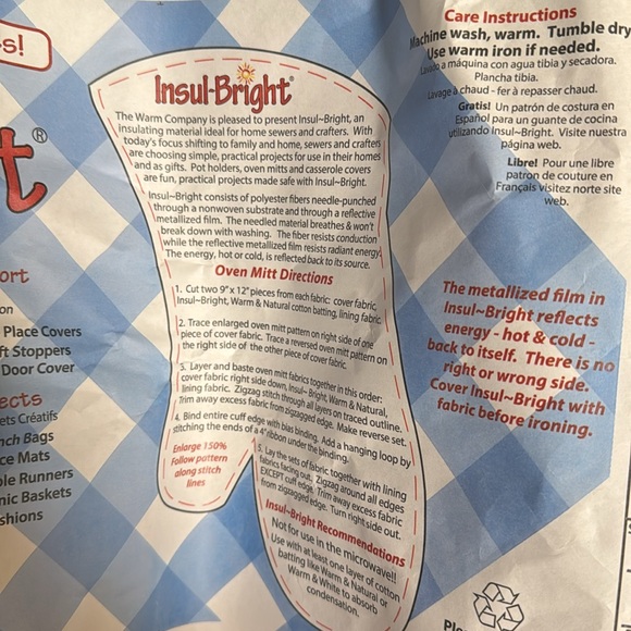 Wrap n zap and Insul-bright for sewing - Picture 3 of 5